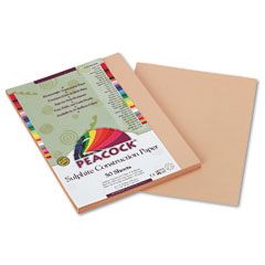 Pacon Peacock Sulphite Construction Paper, 76 lbs, 9 x 12, Light Brown, 50 Sheets/Pack PACP6909
