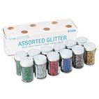 Pacon Spectra Glitter, .04 Hexagon Crystals, Assorted, 0.75 oz Shaker-Top Jar, 12/Pack PAC91356