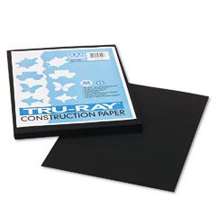 Pacon Tru-Ray Construction Paper, 76 lbs., 9 x 12, Black, 50 Sheets/Pack PAC103029