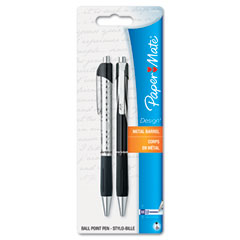 Paper Mate Ballpoint Retractable Design Pen, Black Ink, Medium, 2 per Pack PAP1760098