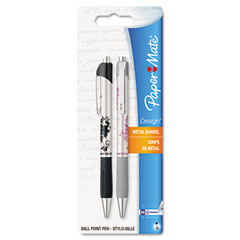 Paper Mate Ballpoint Retractable Design Pen, Black Ink, Medium, 2 per Pack PAP1760099