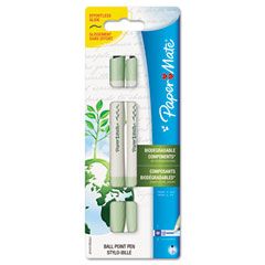 Paper Mate Earth Write Biodegradable Retractable Ballpoint Pen, Blue Ink, Medium, 2 per Pack PAP1757523