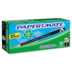 Paper Mate FlexGrip Ultra Recycled Ballpoint Stick Pen, Black Ink, Medium, Dozen PAP1749941