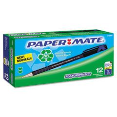 Paper Mate FlexGrip Ultra Recycled Ballpoint Stick Pen, Blue Ink, Medium, Dozen PAP1749942