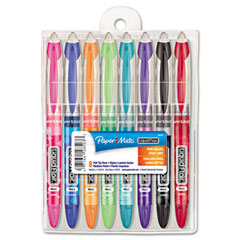 Paper Mate Liquid Flair Porous Point Stick Pen, Assorted Ink, Medium, 8 per Set PAP28503