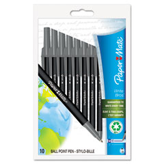 Paper Mate Write Bros Recycled Ballpoint Stick Pen, Black Ink, Medium, 10 per Pack PAP1750862