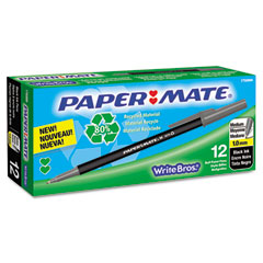 Paper Mate Write Bros Recycled Ballpoint Stick Pen, Black Ink, Medium, Dozen PAP1750866