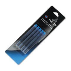 Parker Refill Cartridge for Washable Ink Fountain Pens, Blue Ink, 5/Pack PAR3016031PP
