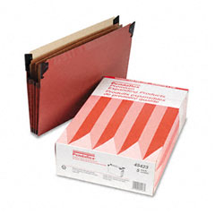 Pendaflex 3 1/2 Inch Cap Hanging File Pockets with Swing Hooks, Manila, Legal, Red, 5/Box ESS45423