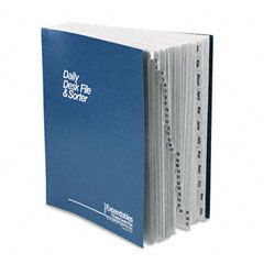 Pendaflex Expandable Desk File, 1-31/Jan-Dec Index, Letter Size, Pressboard, Black/Blue ESSDDF5OX