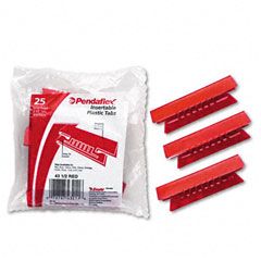 Pendaflex Hanging File Folder Tabs, 1/3 Tab, 3 1/2 Inch, Red Tab/White Insert, 25/Pack ESS4312RED