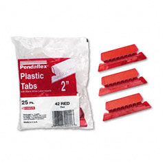Pendaflex Hanging File Folder Tabs, 1/5 Tab, Two Inch, Red Tab/White Insert, 25/Pack ESS42RED