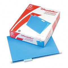 Pendaflex Hanging File Folders, 1/5 Tab, Letter, Blue, 25/Box ESS81603