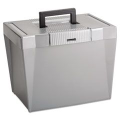 Pendaflex Portable File Storage Box, Letter, Plastic, 14-7/8 x 11-3/4 x 11-1/4, Steel Gray ESS20862