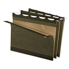 Pendaflex Ready-Tab Hanging File Folders, 1/5 Tab, Kraft, Letter, Standard Green, 25/Box ESS42590