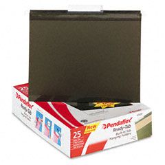 Pendaflex Ready-Tab Reinforced Hanging 1/3 Tab File Folder, Letter, Standard Green, 25/Box ESS42620