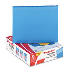 Pendaflex Ready-Tab Reinforced Hanging File Folders, 1/5 Tab, Letter, Blue, 25/Box ESS42622