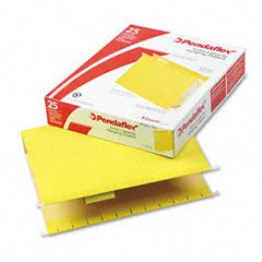 Pendaflex Two Inch Reinforced Hanging Kraft File Folders, Letter, Yellow, 25/Box ESS4152X2YEL