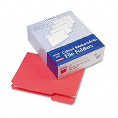 Pendaflex Two-Ply Reinforced File Folders, 1/3 Cut Top Tab, Letter, Red, 100/Box ESSR15213RED