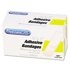 PhysiciansCare Plastic Adhesive Bandages, 3/4 x 3, 100/Box ACM40600