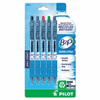 Pilot B2P Recycled Ballpoint Pen, 1.0 mm, Assorted Ink, 5/Pk PIL32814