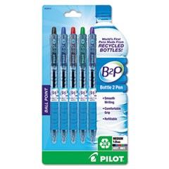 Pilot B2P Recycled Ballpoint Pen, 1.0 mm, Assorted Ink, 5/Pk PIL32814
