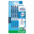 Pilot B2P Recycled Ballpoint Pen, Assorted Ink, 4/Pk PIL32811
