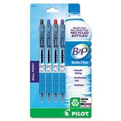 Pilot B2P Recycled Ballpoint Pen, Assorted Ink, 4/Pk PIL32811