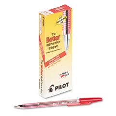 Pilot Better Ballpoint Stick Pen, Red Ink, Medium, Dozen PIL37711
