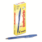 Pilot BetterGrip Ballpoint Stick Pen, Blue Ink, Fine, Dozen PIL30041