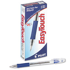 Pilot EasyTouch Ballpoint Stick Pen, Blue Ink, Medium, Dozen PIL32011