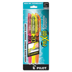 Pilot Frixion Lite Erasable Highlighter, Assorted Ink, Chisel, 3 per Pack PIL46507