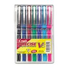 Pilot Precise V5 Roller Ball Stick Pen, Needle Pt, Asst Inks, 0.5mm Extra Fine, 7/Pack PIL26015