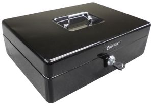 PM Company SecurIT Cash Lock Box, 9-Compartment Removable Tray, 12-1/8 x 8-3/4 x 3-3/4 Inch, Black (04804)