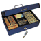 PM Company Securit Select Compact-size Cash Box, 4-Compartment Tray, 2 Keys, Blue w/Silver Handle PMC04803