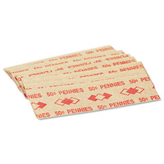 PM Company Tubular Coin Wrappers, Pennies, $.50, Pop-Open Wrappers, 1000/Pack PMC53001