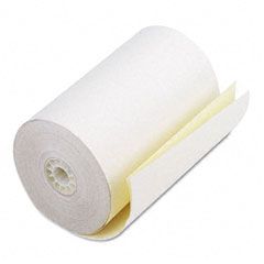 PM Company Two-Ply Receipt Rolls, 4-1/2" x 90 ft, White/Canary, 24/Carton PMC08785