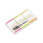 Post-it Durable File Tabs, 1 x 1 1/2, Striped, Assorted Fluorescent Colors, 66/Pack MMM686LPGO
