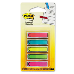 Post-it Flags Arrow 1/2" Flags, Five Assorted Bright Colors, 20/Color, 100/Pack MMM684ARR2