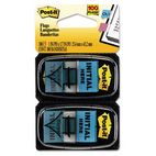 Post-it Flags Arrow Message 1" Flags, "Initial Here", Blue, 2 50-Flag Dispensers/Pack MMM680IH2
