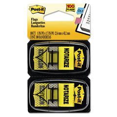 Post-it Flags Arrow Message 1" Flags, "Notarize," Yellow, 2 50-Flag Dispensers/Pack MMM680NZ2