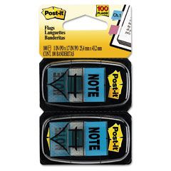 Post-it Flags Arrow Message 1" Flags, "Note", Blue, 2 50-Flag Dispensers/Pack MMM680NT2