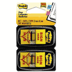 Post-it Flags Arrow Message 1" Flags, "Sign Here", Yellow, 2 50-Flag Dispensers/Pack MMM680SH2