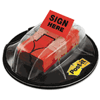 Post-it Flags High Volume Flag Dispenser, "Sign Here", Red, 200 Flags/Dispenser MMM680HVSHR