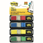 Post-it Flags Small Flags in Dispensers, Four Colors, 35/Color, 4 Dispensers/Pack MMM6834