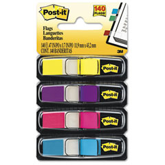 Post-it Flags Small Flags in Dispensers, Four Colors, 35/Color, 4 Dispensers/Pack MMM6834AB