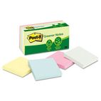 Post-it Greener Notes Recycled Pastel Notes, 3 x 3, Four Colors, 12 100-Sheet Pads/Pack MMM654RPA