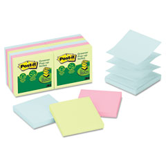 Post-it Greener Notes Recycled Pop-Up Notes Refill, 3 x 3, Pastel, 100 Sheets/Pad, 12 Pads/Pack MMMR330RP12AP