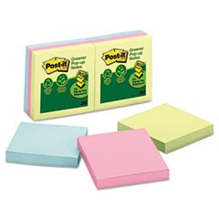 Post-it Greener Notes Recycled Pop-Up Notes Refill, 3 x 3, Sunwashed Pier, 6 100-Sheet Pads MMMR330RP6AP