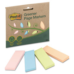 Post-it Greener Page Markers Greener Page Markers, Pastel, 50 Strips/Pad, 4 Pads/Pack MMM6714RPA